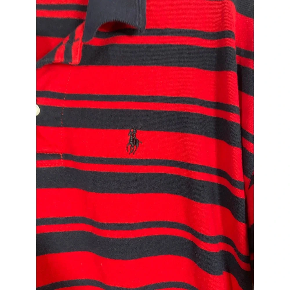 Ralph Lauren Men's Small Classic Red & Black Striped Polo Shirt Short Sleeve